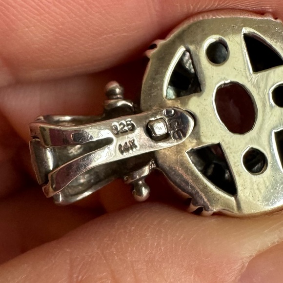 Samuel Benham 14K Gold Sterling Silver Amethyst Necklace BJC Blue Topaz Enhancer - Picture 10 of 13